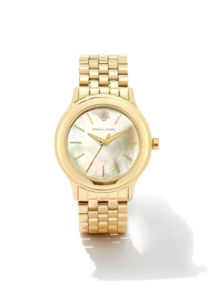 Alex 35mm Watch Gold Tone Ivory Mop by Kendra Scott
