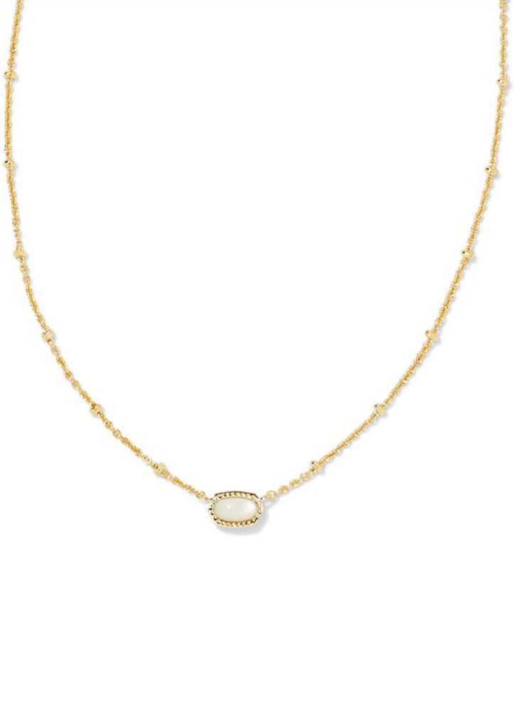 Mini Elisa Pendant Necklace Gold Ivory Mop by Kendra Scott