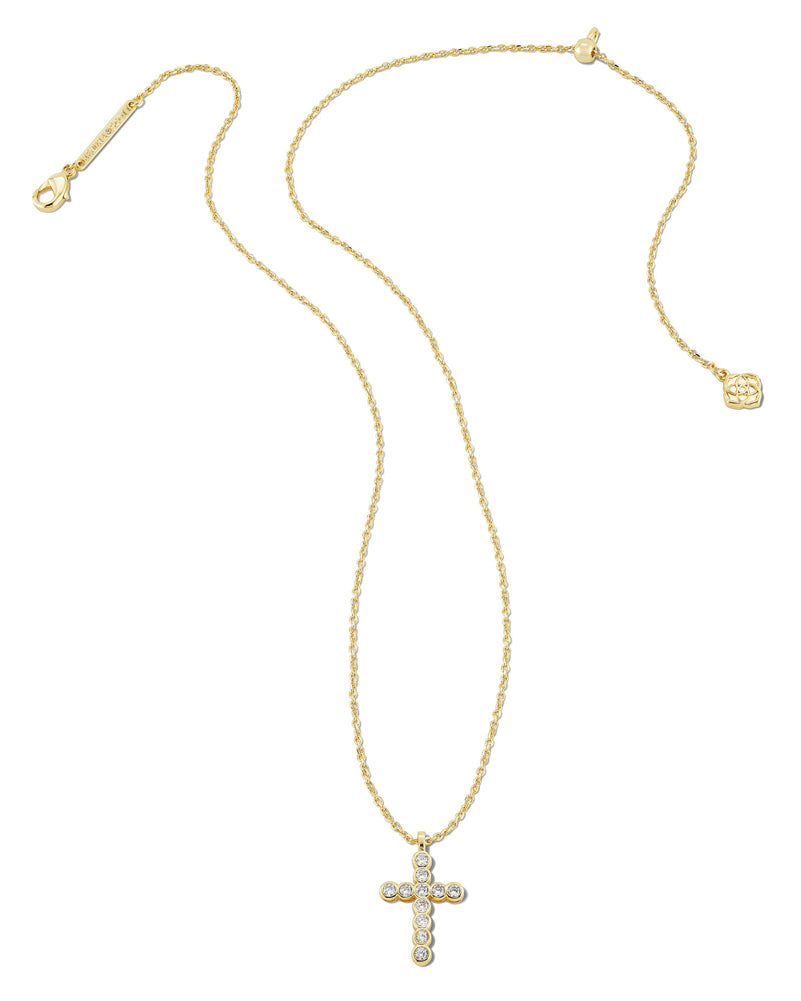 Cross Crys Pnd Necklace Bozed Gold Metal White Cz by Kendra Scott