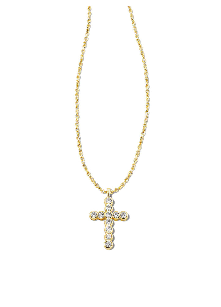 Cross Crys Pnd Necklace Bozed Gold Metal White Cz by Kendra Scott