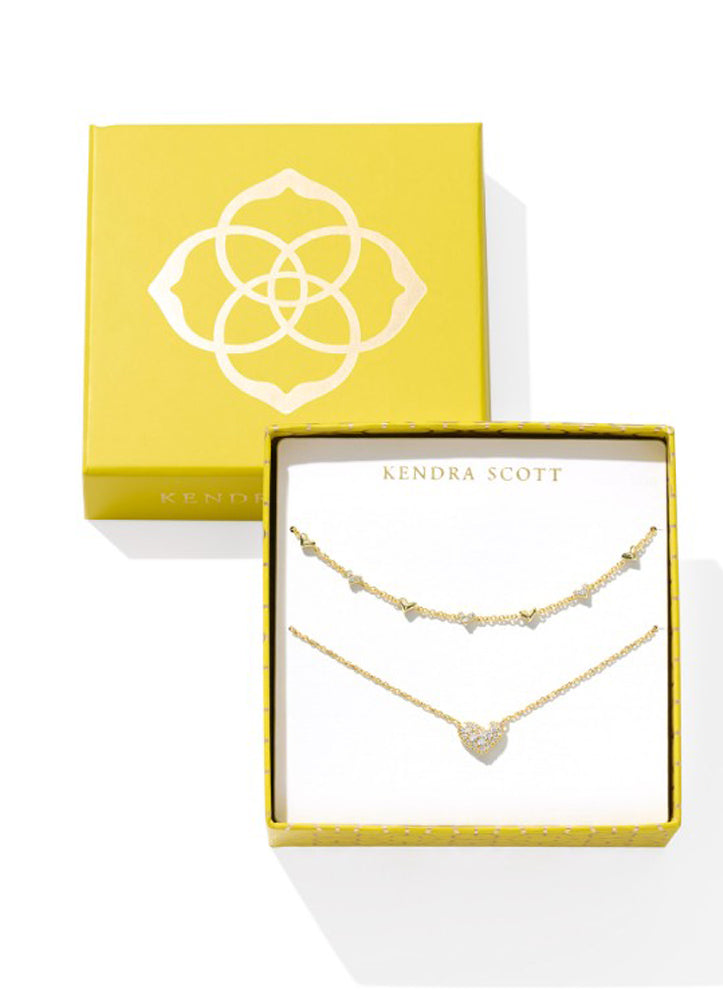 Ari Haven Heart Necklace Gift Set Gold Metal White CZ by Kendra Scott