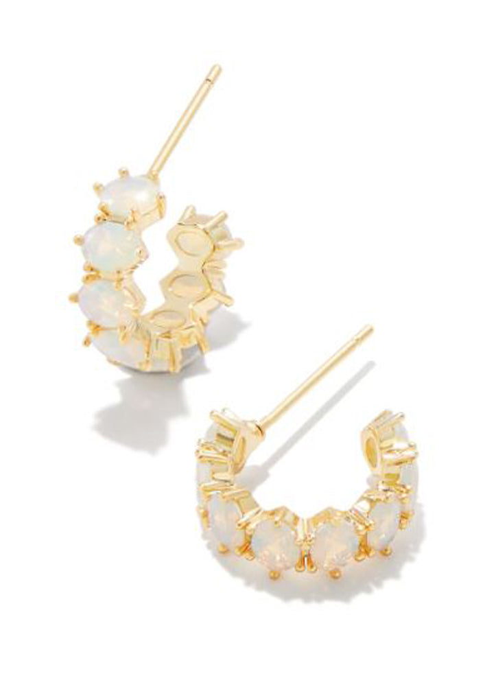 Cailin Crystal Huggie Earring Gold Champagne Opal Crystal by Kendra Scott