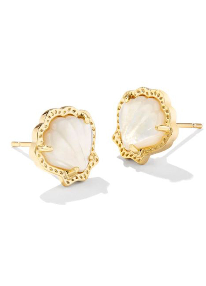 Brynne Shell Stud Earring Gold Ivory Mop by Kendra Scott