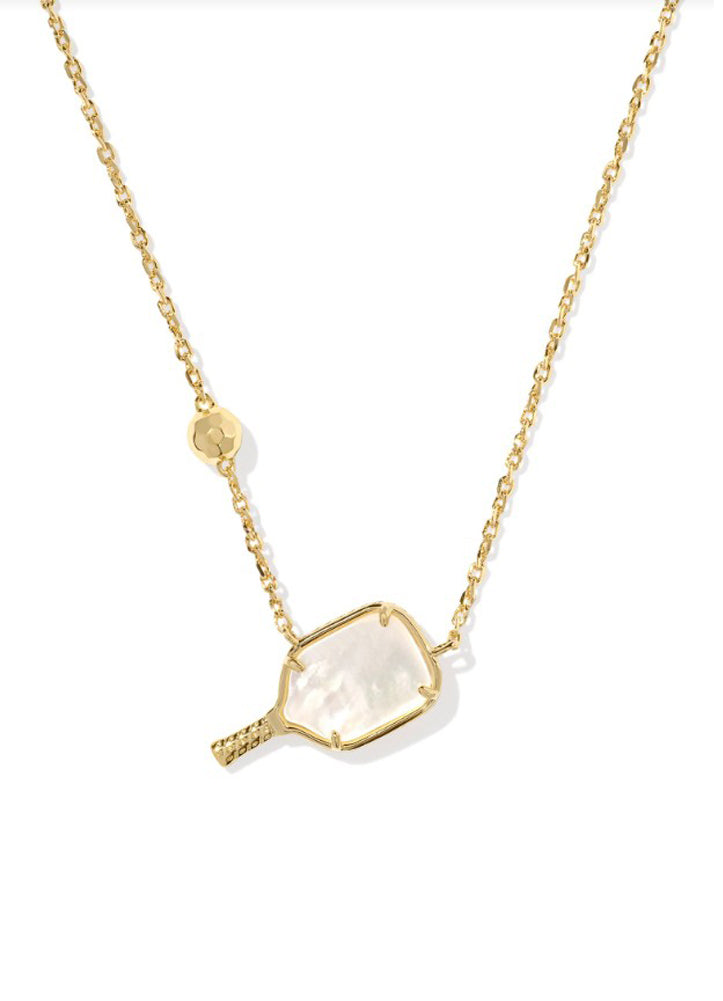 Pickleball Short Pendant Necklace Gold Ivory Mop by Kendra Scott