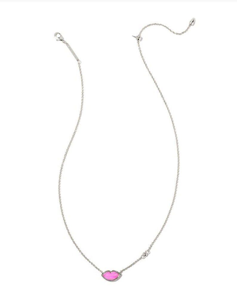 Lips Pendant Necklace Rhod Hot Pink Mop by Kendra Scott
