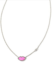 Lips Pendant Necklace Rhod Hot Pink Mop by Kendra Scott