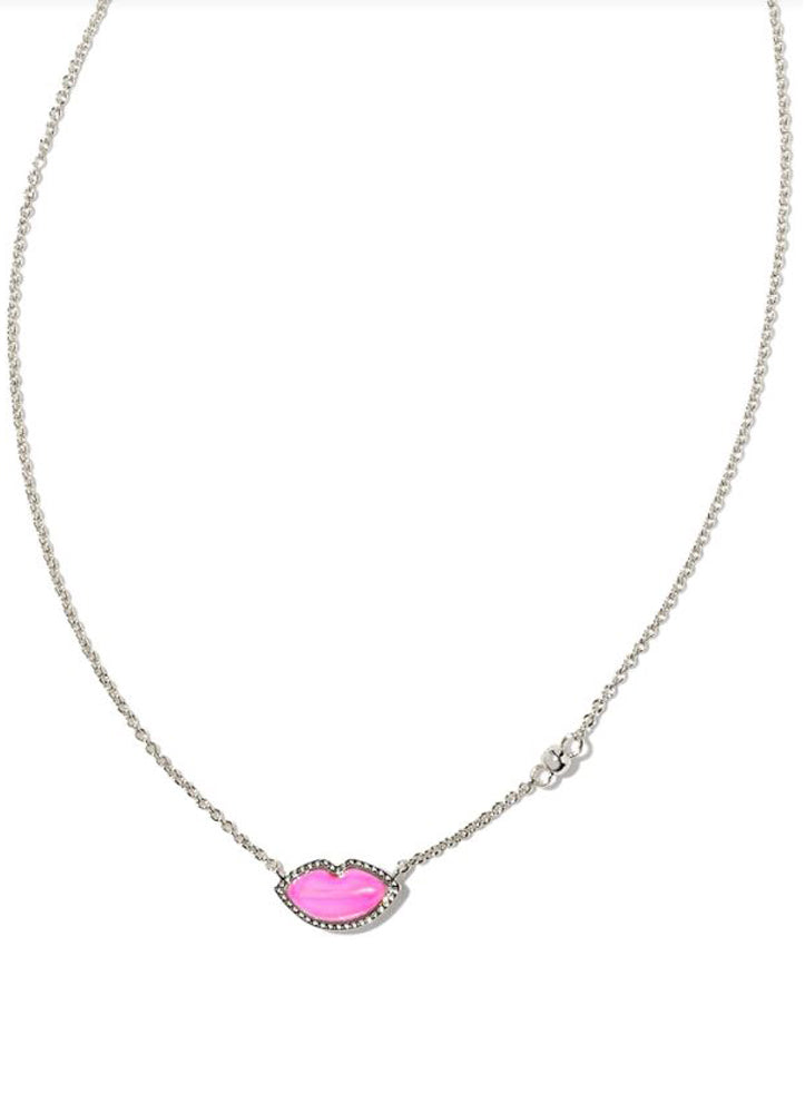 Lips Pendant Necklace Rhod Hot Pink Mop by Kendra Scott