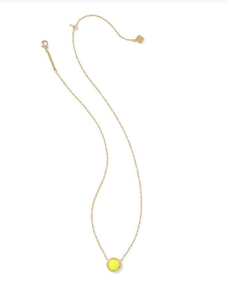 Tennis Short Pendant Necklace Gold Chartreuse Mgnst by Kendra Scott
