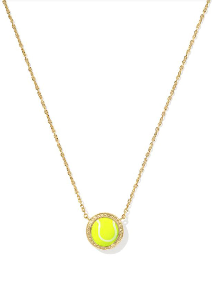 Tennis Short Pendant Necklace Gold Chartreuse Mgnst by Kendra Scott