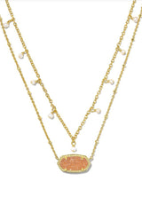 Elisa Pearl Multi Strand Necklace Gold Sand Drusy by Kendra Scott