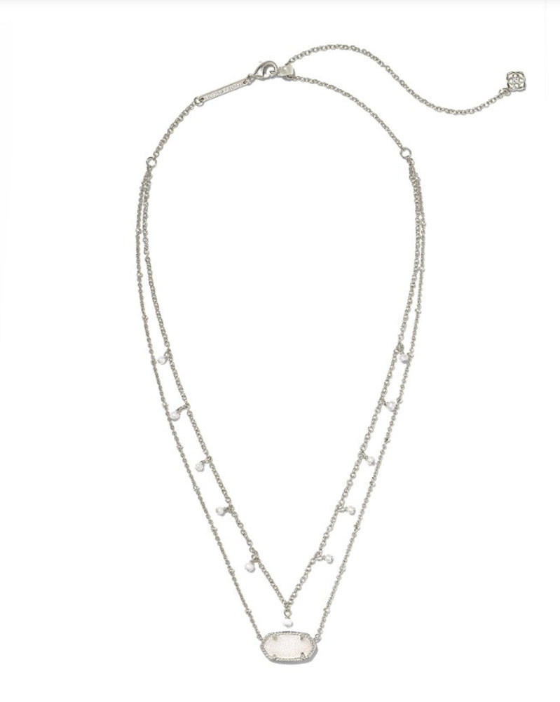Elisa Pearl Multi Strand Necklace Rhod Iridescent Drusy by Kendra Scott