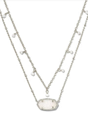 Elisa Pearl Multi Strand Necklace Rhod Iridescent Drusy by Kendra Scott