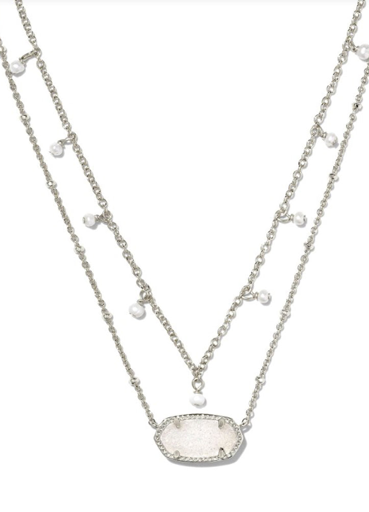 Elisa Pearl Multi Strand Necklace Rhod Iridescent Drusy by Kendra Scott