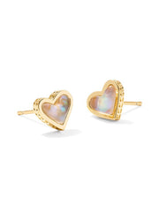Framed Ari Heart Stud Earring Gold Iridescent Abalone by Kendra Scott