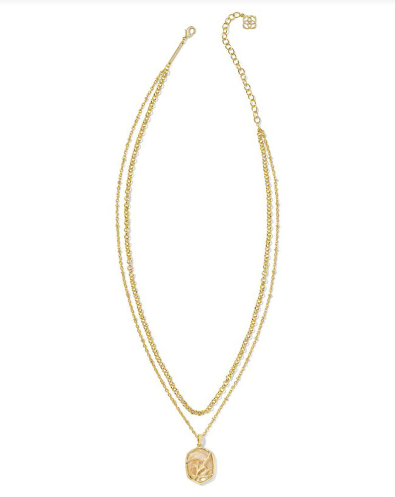 Daphne Coral Frame Multi Strand Necklace Gold Iridescent Abalone by Kendra Scott