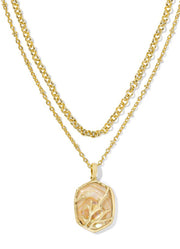 Daphne Coral Frame Multi Strand Necklace Gold Iridescent Abalone by Kendra Scott