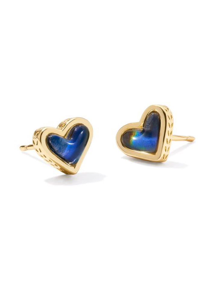 Framed Ari Heart Stud Earring Gold Mood Stone by Kendra Scott