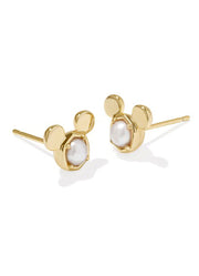 Mickey Mouse Stud Earrings Gold White Pearl by Kendra Scott