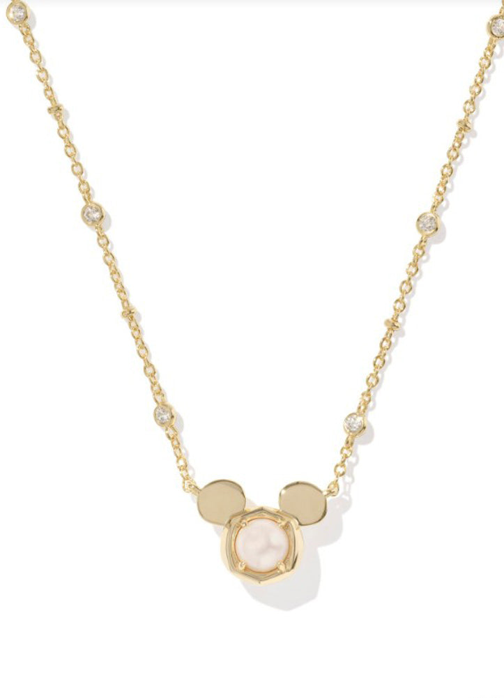 Mickey Mouse Pendant Necklace Gold White Pearl by Kendra Scott