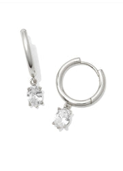 Cailin Single Stone Huggie Rhod White Crystal by Kendra Scott