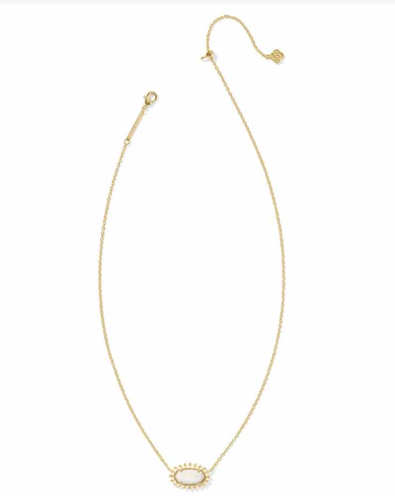 Elisa Color Burst Frame Necklace Gold White Mop by Kendra Scott