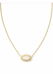 Elisa Color Burst Frame Necklace Gold White Mop by Kendra Scott