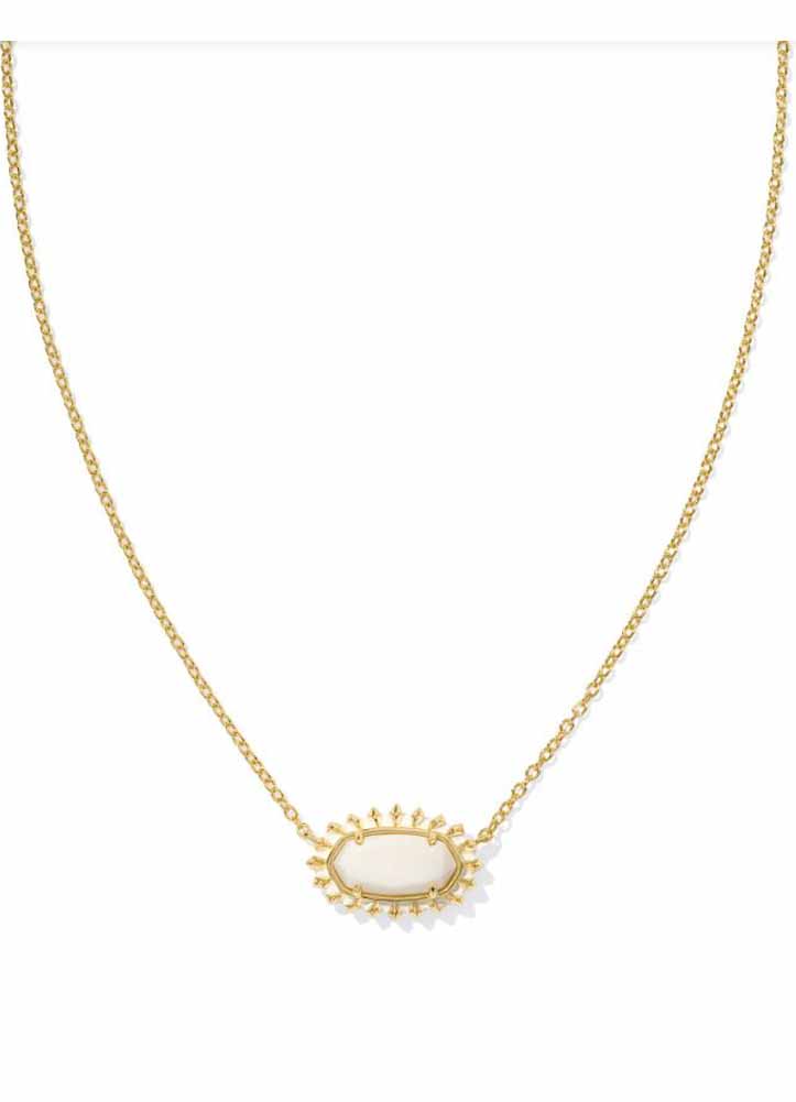 Elisa Color Burst Frame Necklace Gold White Mop by Kendra Scott