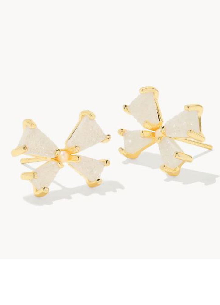 Blair Bow Small Stud Earring Gold Iridescent Drusy by Kendra Scott