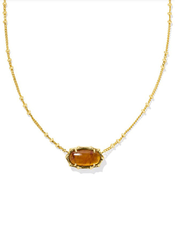 Elisa Bamboo Framed Pendant Necklace Gold Marbled Amber Illusion by Kendra Scott