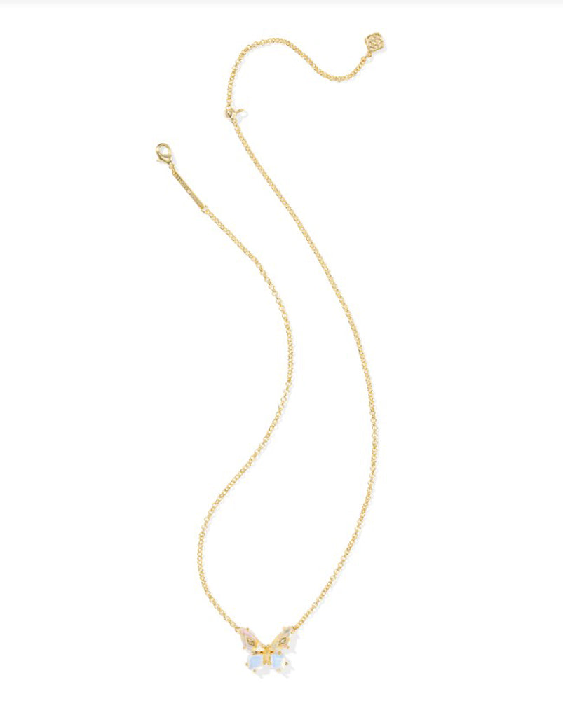 Bianca Butterfly Pendant Necklace Gold Irridescent White Mix by Kendra Scott