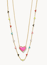 Ari Haven Heart Necklace Gift Set Gold Neon Pink by Kendra Scott