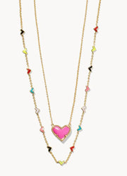 Ari Haven Heart Necklace Gift Set Gold Neon Pink by Kendra Scott