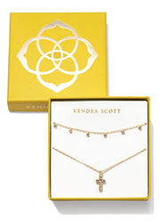 Amelia Cross Necklace Gift Set Gold White Crystal by Kendra Scott