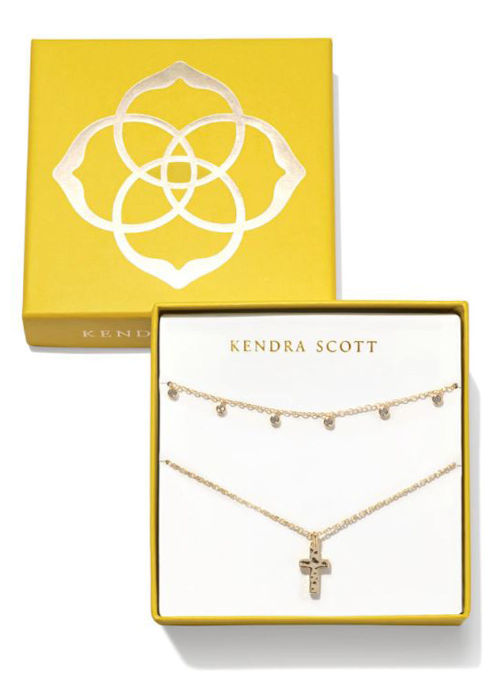 Amelia Cross Necklace Gift Set Gold White Crystal by Kendra Scott