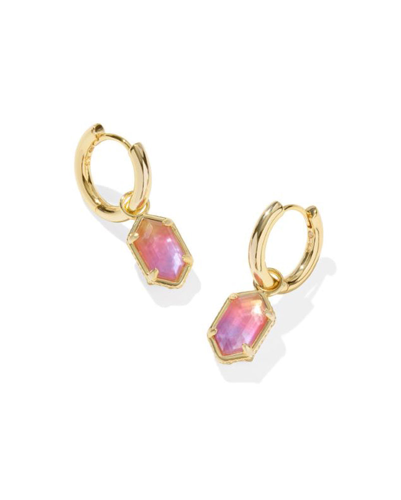 Hallie Huggie Earring Gold Sunrise Watercolor Illusion