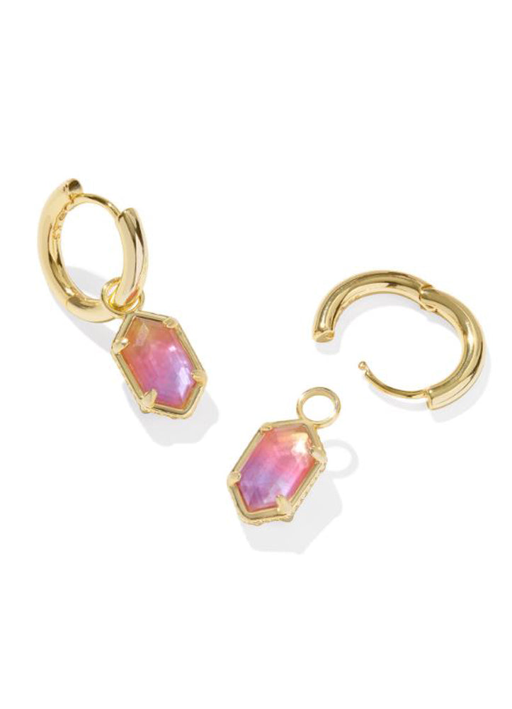 Hallie Huggie Earring Gold Sunrise Watercolor Illusion