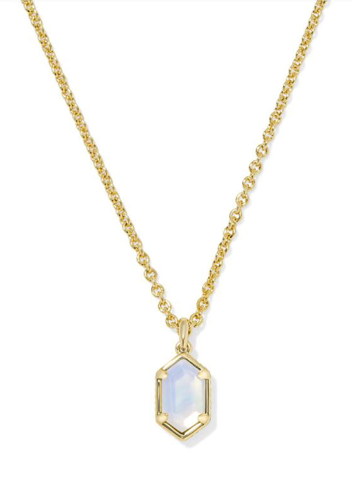 Hallie Short Pendant Necklace Gold Opalite Illusion by Kendra Scott