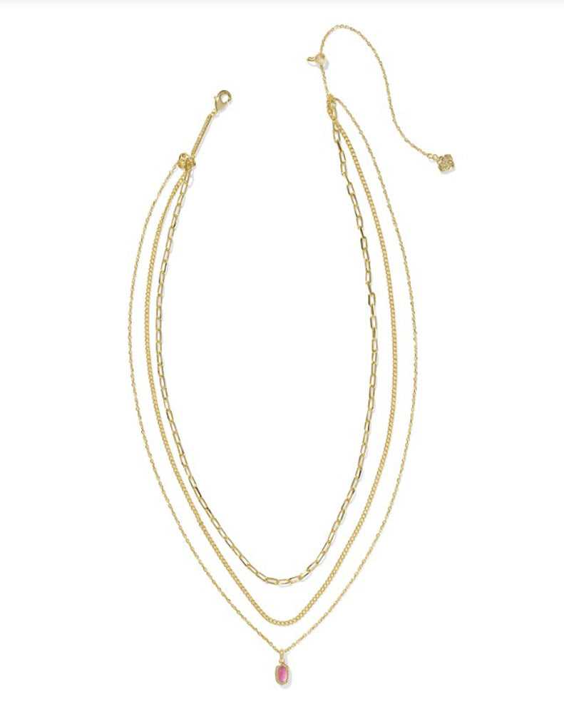 Mini Elisa Triple Strand Necklace Gold Azalea Illusion by Kendra Scott