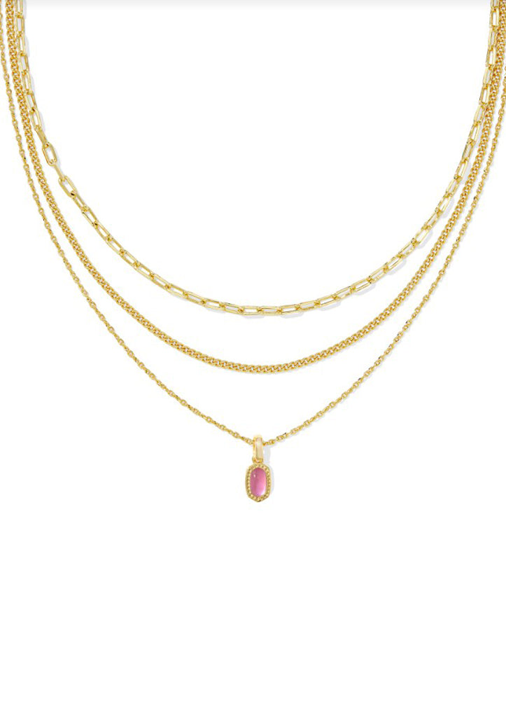 Mini Elisa Triple Strand Necklace Gold Azalea Illusion by Kendra Scott