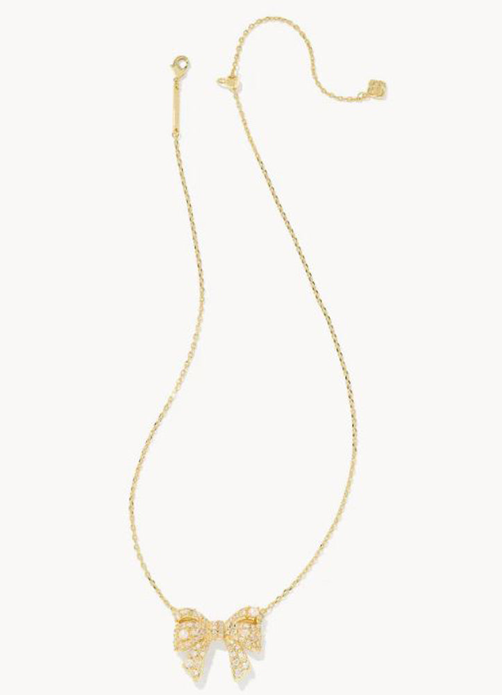 Krista Bow Pendant Necklace Gold White Mix by Kendra Scott