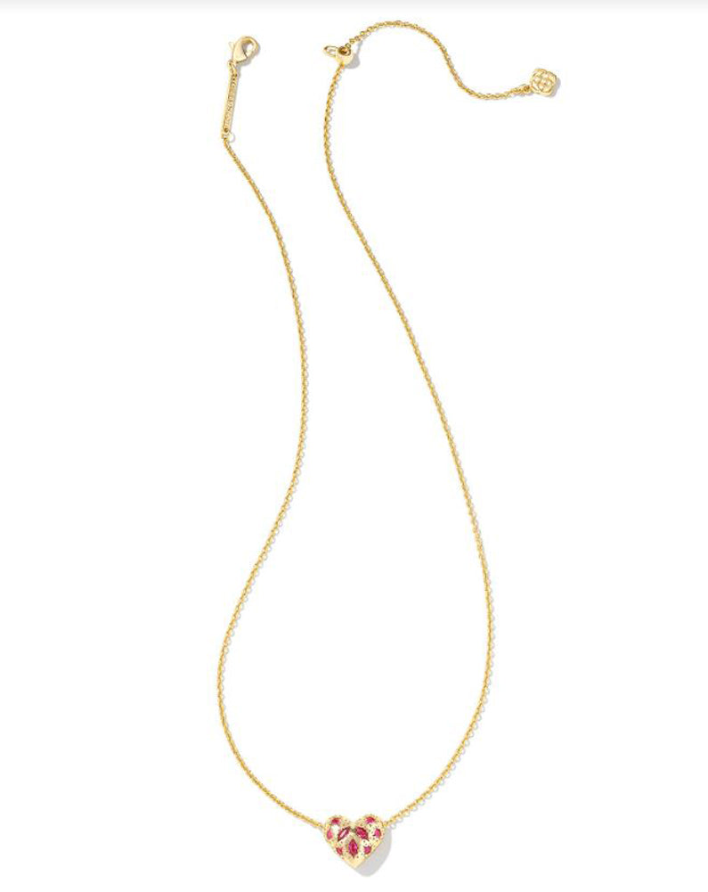 Holland Heart Pendant Necklace Gold Pink Crystal by Kendra Scott
