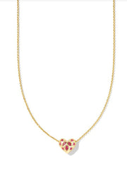 Holland Heart Pendant Necklace Gold Pink Crystal by Kendra Scott