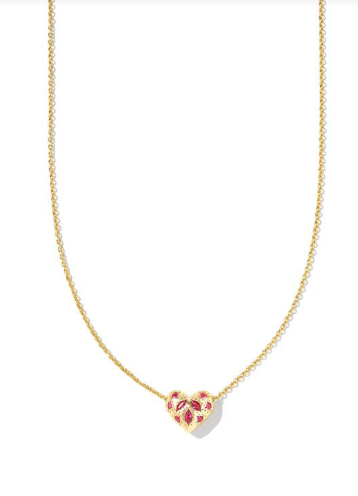 Holland Heart Pendant Necklace Gold Pink Crystal by Kendra Scott