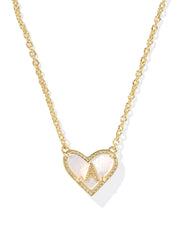 Heart Letter A Pendant Necklace Gold Ivory Mop by Kendra Scott