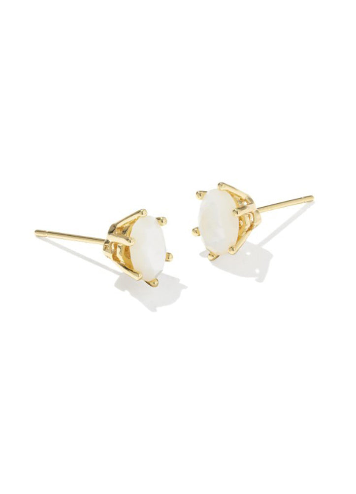 Cailin Crystal Stud Earring Gold Ivory Mop by Kendra Scott