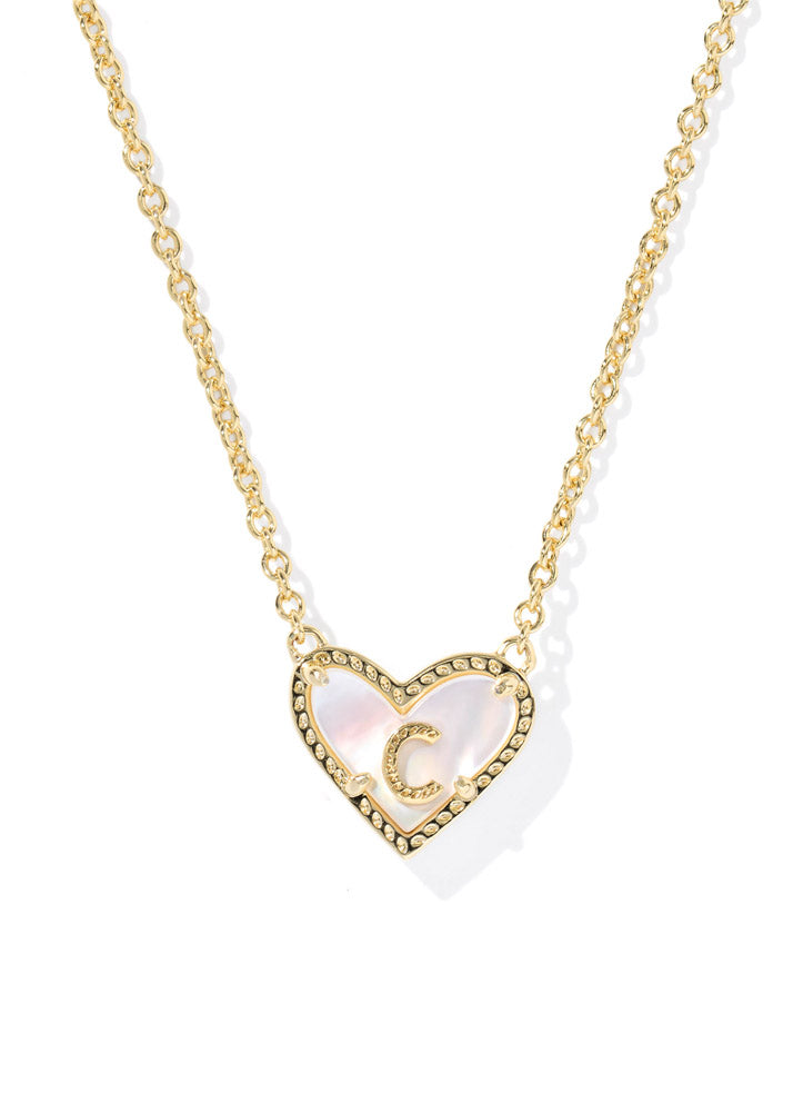 Heart Letter C Pendant Necklace Gold Ivory Mop by Kendra Scott