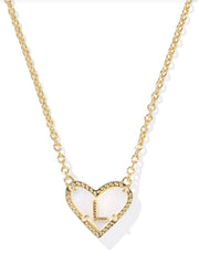 Heart Letter L Pendant Necklace Gold Ivory Mop by Kendra Scott