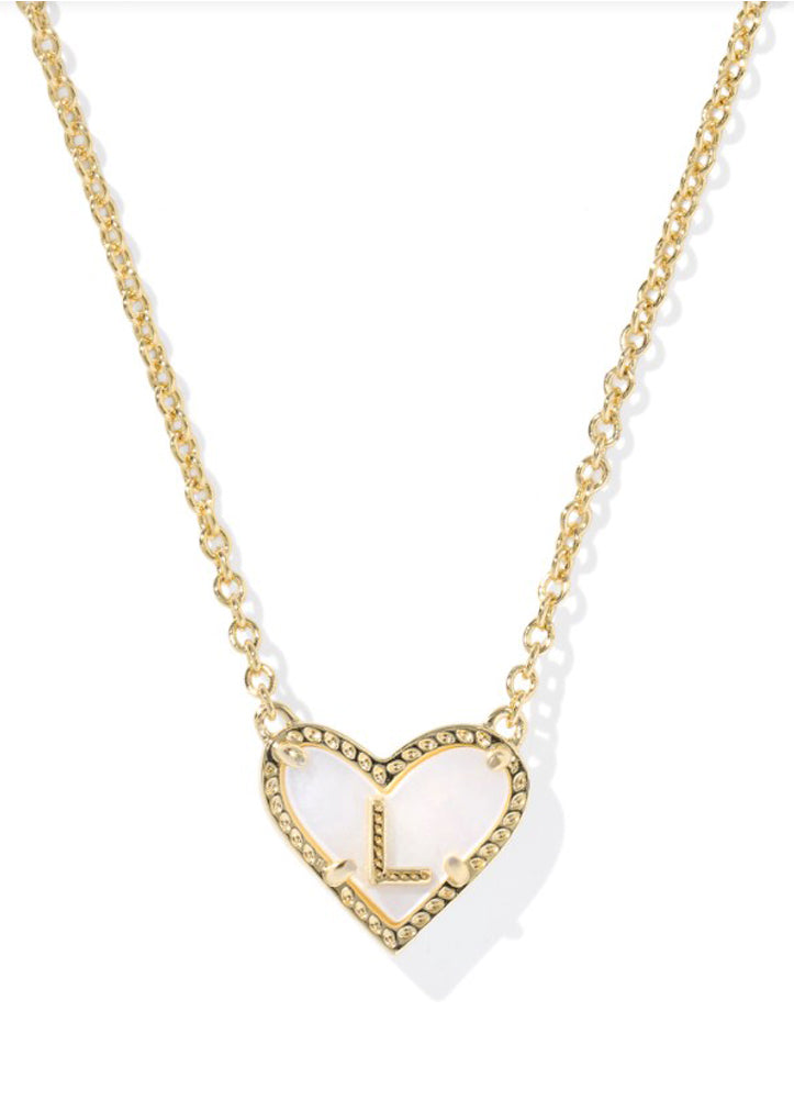 Heart Letter L Pendant Necklace Gold Ivory Mop by Kendra Scott