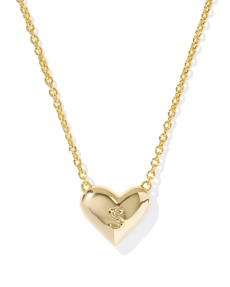 Heart Letter S Pendant Necklace Gold Ivory Mop by Kendra Scott