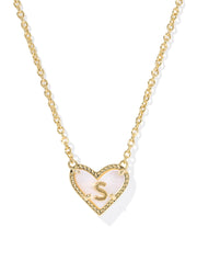 Heart Letter S Pendant Necklace Gold Ivory Mop by Kendra Scott